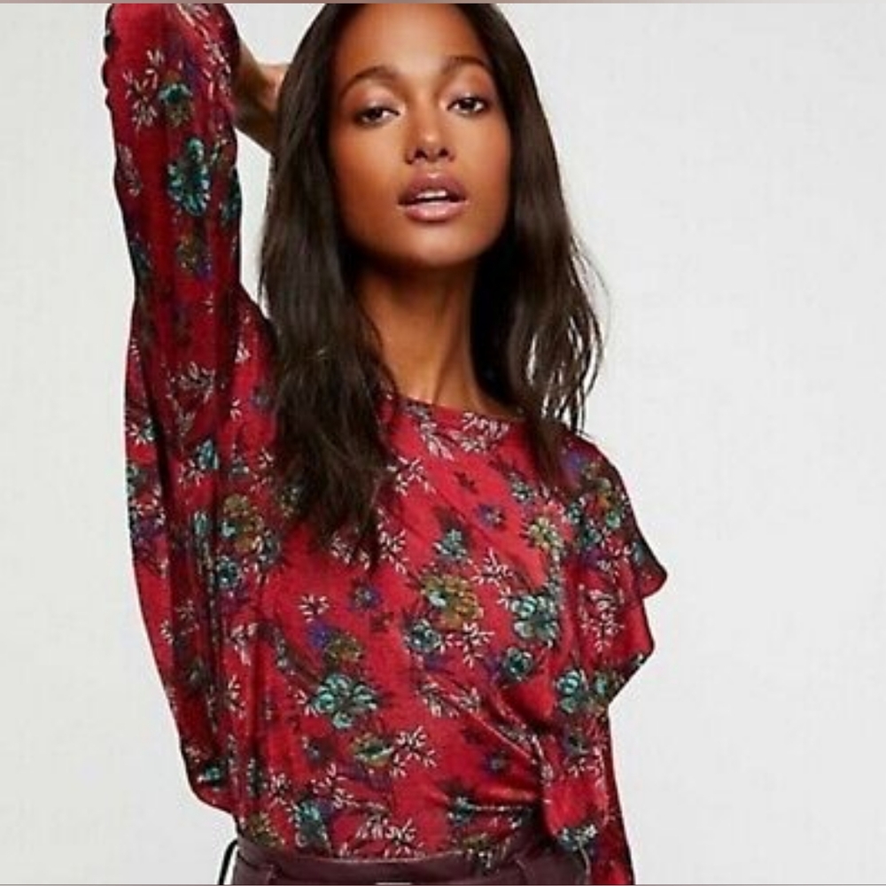 Free People Red Dock Street Top size S|P